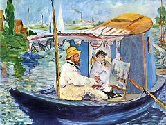 Monet Sainting in his Studio Boat by Édouard Manet