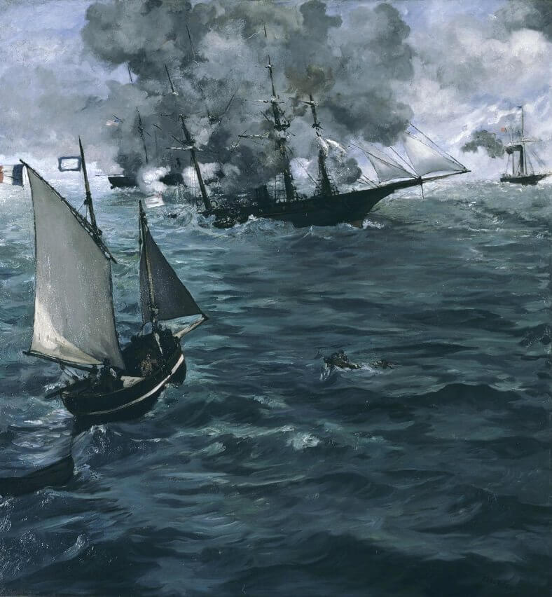 Alabama and Kearsarge, 1864 by Édouard Manet