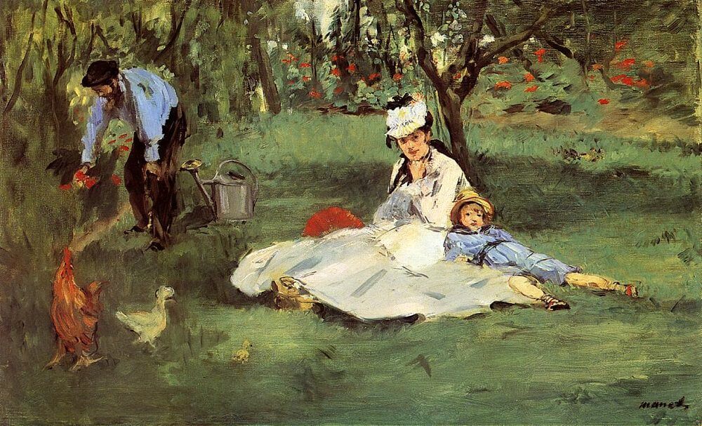 The Monet Family in Their Garden at Argenteuil, 1874 by Édouard Manet