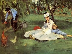 Monet Family in Their Garden by Édouard Manet